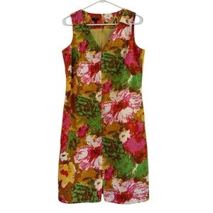 Talbots Peyton Painterly Sleeveless V Neck Floral
Print Sheath Dress Size 10P